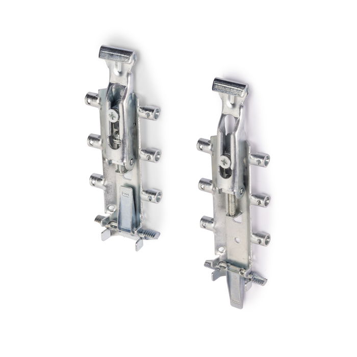 Emuca Kit de ferrures de suspensions invisibles pour meubles hauts Levelup 3 avec plaque, acier, zingué