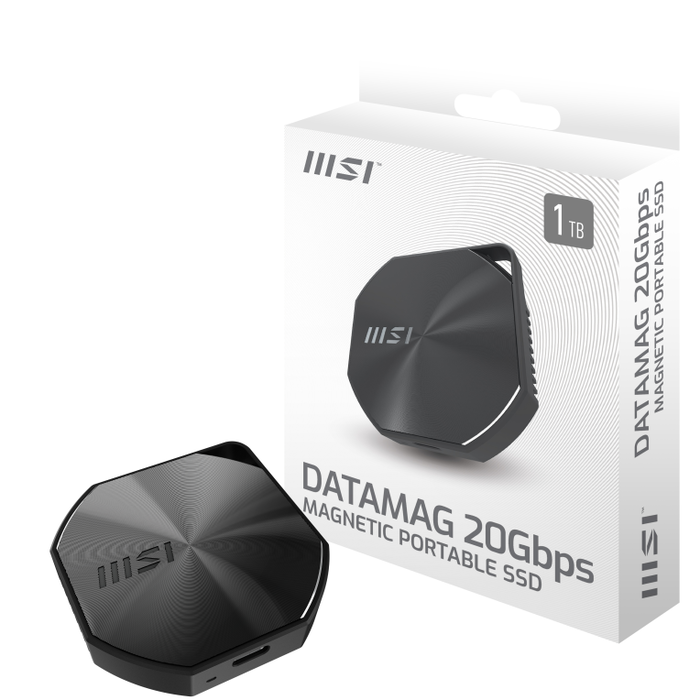 MSI DATAMAG 1To Disque SSD Externe USB 3.2 Gen 2x2 20Gbps 1600 Mo/s Lecture Aluminium Portable MSI DATAMAG 1To Disque SSD Externe USB 3.2 Gen 2x2 20Gbps 1600 Mo/s Lecture Aluminium Portable