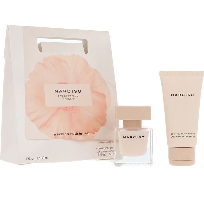 Narciso Rodriguez LOT DE 2 NARCISSES EN POUDRE Coffret Eau de Parfum 50 ml, Gel Douche 75 ml, Lotion Corporelle 75 ml