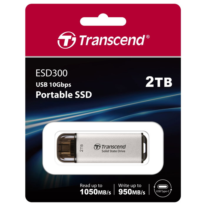Transcend SSD ESD300S 2 To USB-C Silver