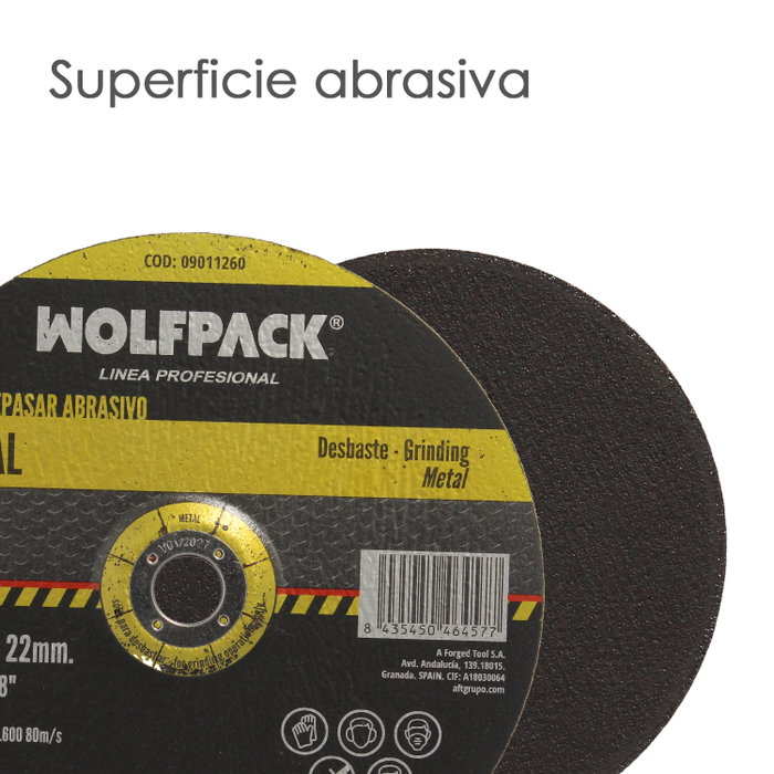 WOLFPACK LINEA PROFESIONAL Disco Repasar Abrasivo Metal 230x6,4x22,23 mm WOLFPACK LINEA PROFESIONAL Disco Repasar Abrasivo Metal 230x6,4x22,23 mm