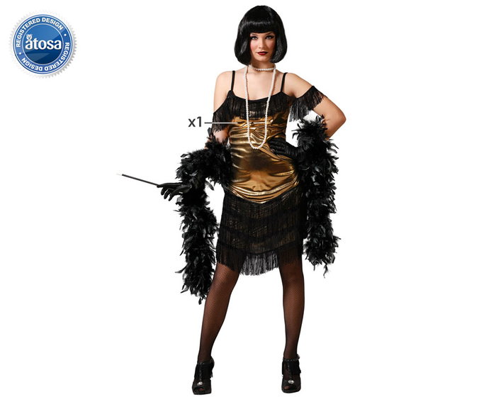 BigBuy Carnival Déguisement Danseuse de Cabaret Doré à Franges Femme Adulte - M/L BigBuy Carnival Déguisement Danseuse de Cabaret Doré à Franges Femme Adulte - M/L