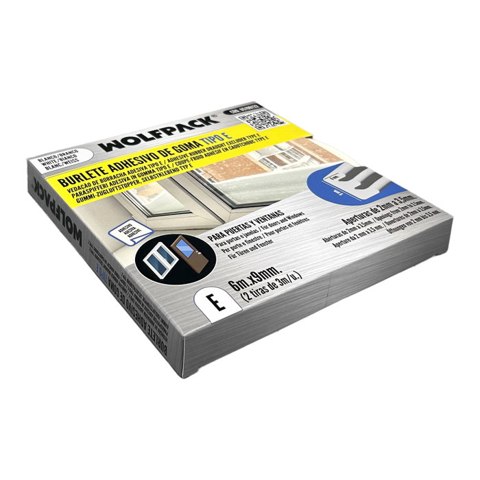 WOLFPACK LINEA PROFESIONAL Joint élastique en forme de E, 6 m x 9 mm, Blanc
