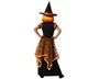 Déguisement Halloween Sorcière Fille 10-12 Ans - Robe Longue Orange Vaporeuse avec Chapeau Pointu et Détails en Nœud
