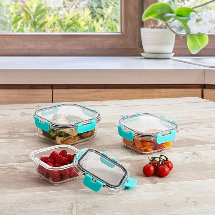 Boîte à lunch hermétique Quid Purity Carré 800 ml Transparent verre (6 Unités)