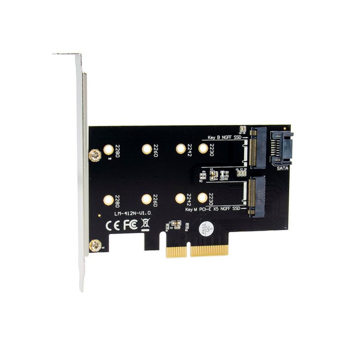 MicroConnect Carte adaptateur PCI-E X4 M.2 B & M Key NGFF SSD MicroConnect Carte adaptateur PCI-E X4 M.2 B & M Key NGFF SSD