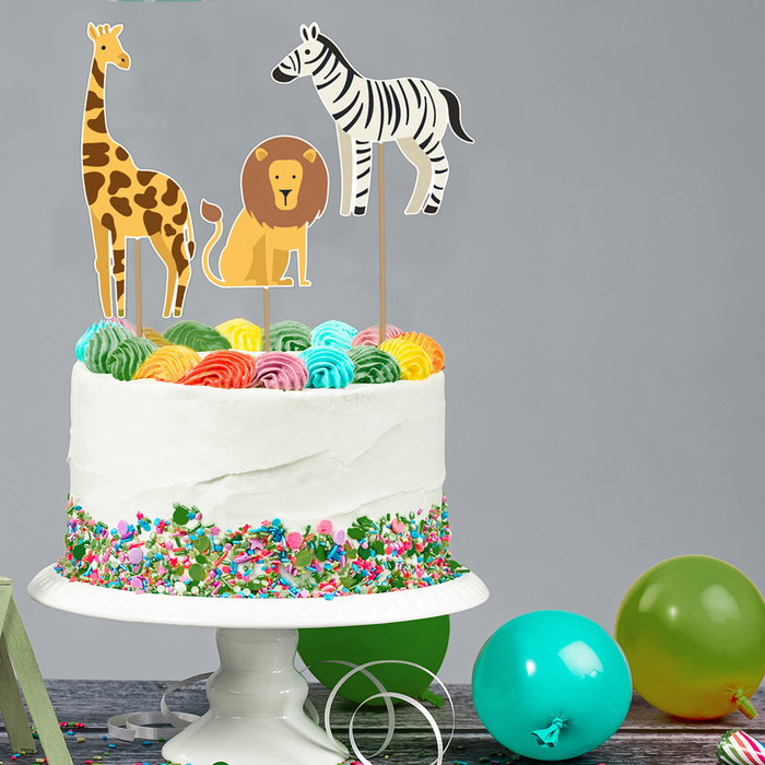 Party Time Jeu de 4 décorations de gâteau animaux de la savane