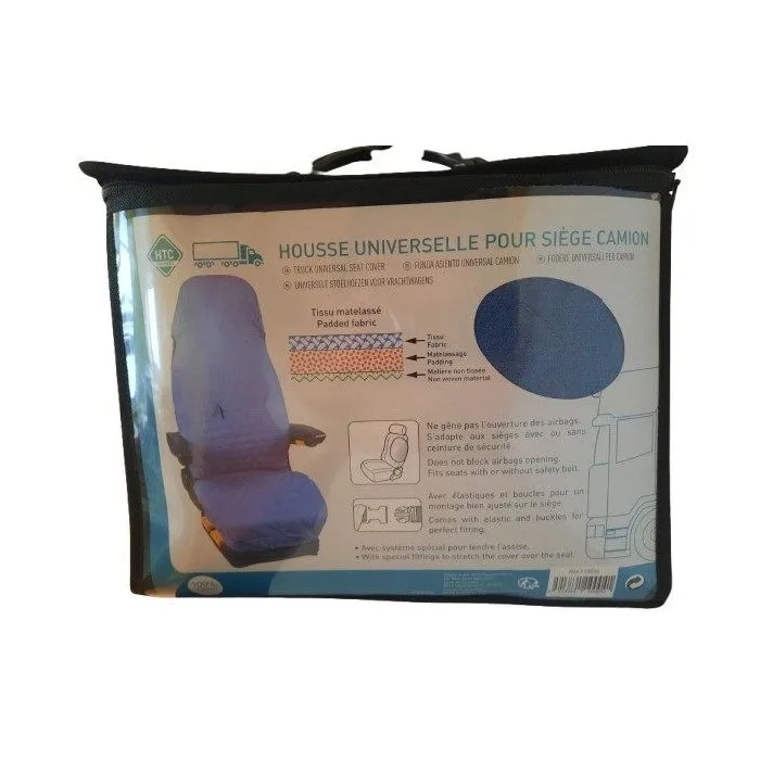 HTC EQUIPEMENT Housse universelle pour siège de camion en tissu jean's 100% coton matelassé - Compatible airbags et ceintures