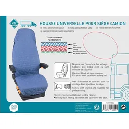 HTC EQUIPEMENT Housse universelle pour siège de camion en tissu jean's 100% coton matelassé - Compatible airbags et ceintures