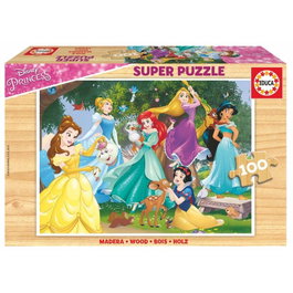 EDUCA Puzzle Disney Princesses 100 Pièces en Bois, Taille 36x26 cm