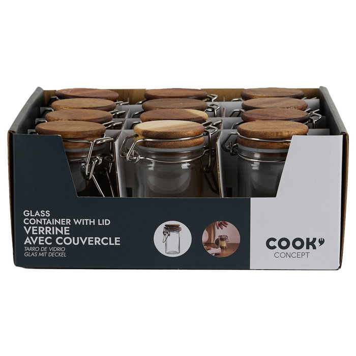 Cook Concept Bocal en verre avec couvercle en acacia 70 ml Cook Concept Bocal en verre avec couvercle en acacia 70 ml