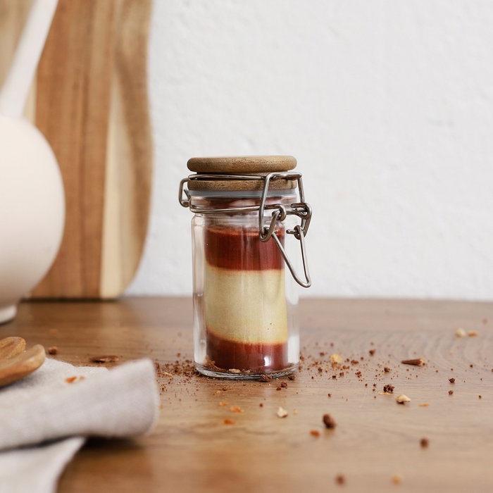 Cook Concept Bocal en verre avec couvercle en acacia 70 ml Cook Concept Bocal en verre avec couvercle en acacia 70 ml