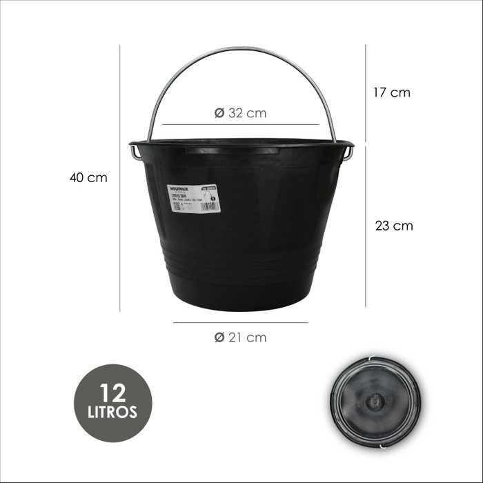 WOLFPACK LINEA PROFESIONAL Seau de chantier en plastique 10 litres noir WOLFPACK LINEA PROFESIONAL Seau de chantier en plastique 10 litres noir