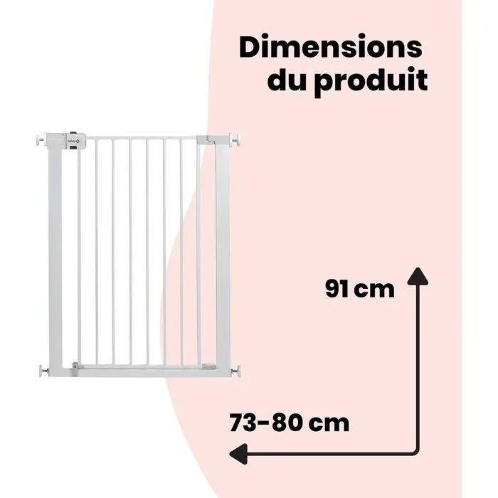 Safety 1st Barrière de sécurité enfant Easy Close Extra Tall en métal blanc - Réglable 73-80 cm - Système de fermeture sécurisé SecurTech