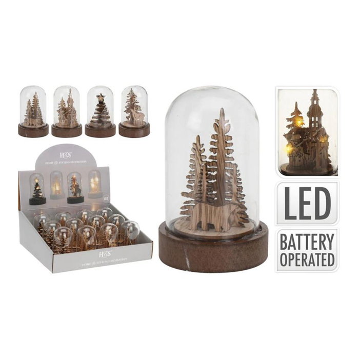 Basics Figurine décorative en bois avec LED, modèles variés