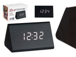 Giftdecor Réveil Numérique Noir 11.7x7.5x8 cm Bois MDF et Plastique PVC (Set de 12)