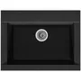 Stradour Evier de cuisine à encastrer 1 bac sans égouttoir Hexo - Résine - 66 x 50 cm - Noir