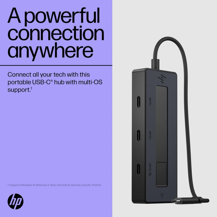HP Concentrateur USB-C Portable avec Support Vidéo 4K - Hub USB-C Polyvalent