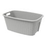 Mondex Panier à linge 35 L imitation rotin couleur crème 59,5 x 39,5 x 25 cm