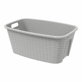 Mondex Panier à linge 35 L imitation rotin crème