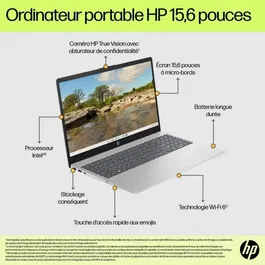 HP PC Portable 15.6" FHD IPS Windows 11 Core 5 120U 24Go RAM 512Go SSD AZERTY (15-fd0184nf)