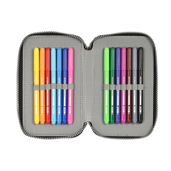 Trousse Scolaire avec Accessoires Safta Stone Noir 12.5 x 19.5 x 5.5 cm 36 Pièces