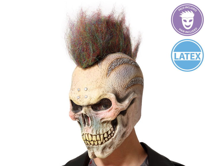Masque Calavera con cresta punk multicolore Masque Calavera con cresta punk multicolore