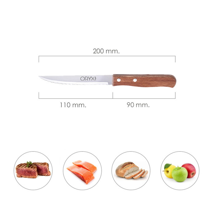 ORYX Couteau Montana Multiusos Lame Dentelée 11 cm Manche Bois (Lot de 3 pièces)</div>