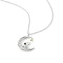 PEERS HARDY Colgante Luna Snoopy - Pendentif lune brillant avec pierres blanches et personnage Snoopy sur collier chaîne ajustable 45 cm