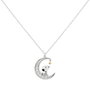 PEERS HARDY Colgante Luna Snoopy - Pendentif lune brillant avec pierres blanches et personnage Snoopy sur collier chaîne ajustable 45 cm