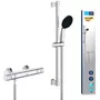 GROHE 34597001 - Ensemble de douche avec mitigeur thermostatique, pommeau de douche 1 jet, barre 60 cm et flexible - Economie d'eau - Chromé