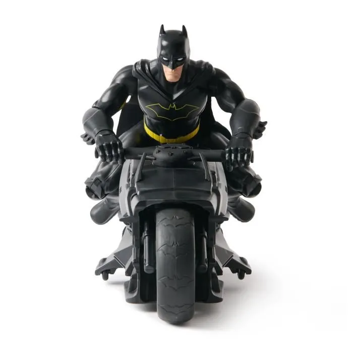 Batman Pack Batcycle RC avec Télécommande 2.4Ghz et Figurine de Batman 30cm - Jouet de Course pour Enfants Dès 4 Ans