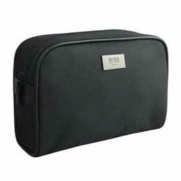 Hugo Boss - Pochette de toilette pour homme en textile noir GWP, Trousse de voyage 23 x 8 x 14 cm