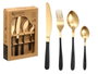 Kinvara Set de 16 Couverts Noir et Doré 17x25x5.5 cm (Set de 6)
