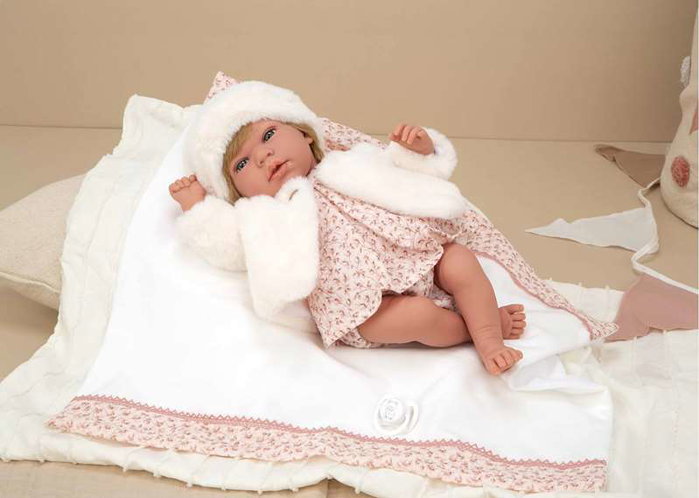 Muñecas Arias Muñeca Elegance Andie Rosa 40 cm avec Manta et Poids, Poupée pour Enfant à Partir de 36 Mois