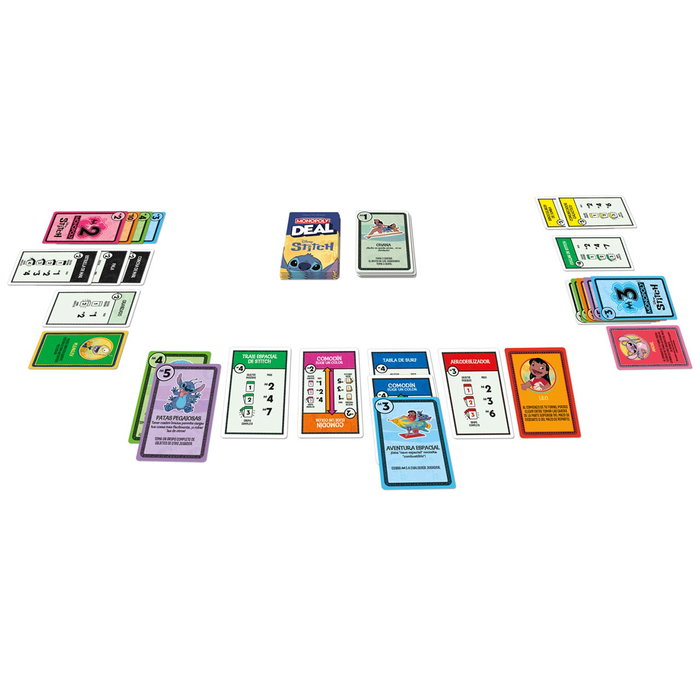 Hasbro Monopoly Deal - Édition Cartes à Collectionner Disney Stitch - Jeu de Cartes Rapide avec Personnages Lilo & Stitch - Version Portugaise et Espagnole +8 ans