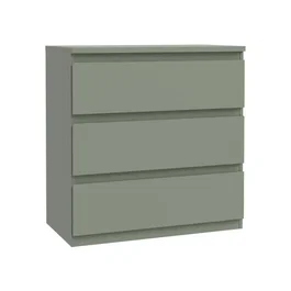 Commode EDMORE 3 Tiroirs - Vert sauge - Meuble de rangement compact 77,2 x 42 x 79,8 cm pour chambre ou salon
