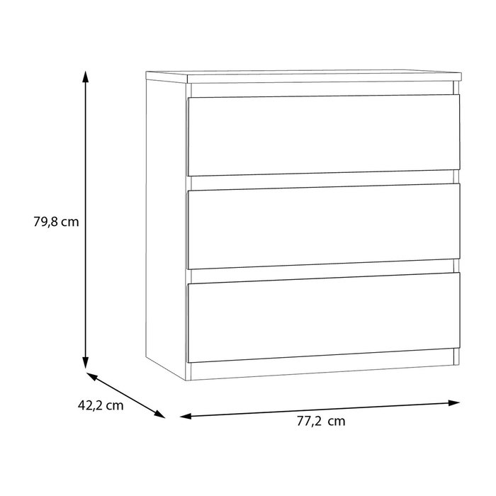 Commode EDMORE 3 Tiroirs - Vert sauge