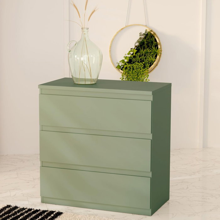 Commode EDMORE 3 Tiroirs - Vert sauge