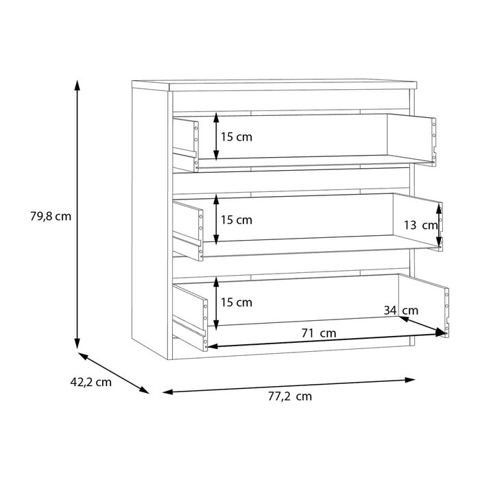 Commode EDMORE 3 Tiroirs - Vert sauge