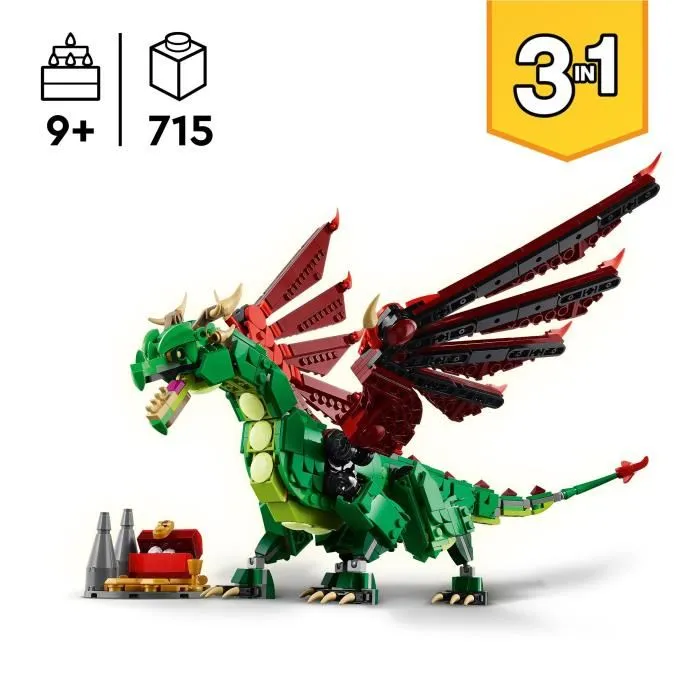 Lego - LEGO Creator 3-en-1 31161 - Le dragon médiéval - Jeu de construction avec 715 pièces pour enfants dès 9 ans
