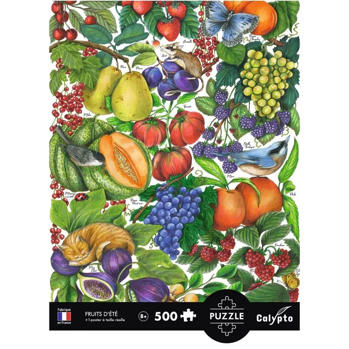 Sentosphere Calypto Puzzle 500 Pièces - Les Fruits d'Été à Toucher Soyeux - Puzzle Déco à Encadrer - À Partir de 8 Ans