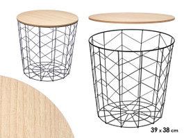GIFTDECOR Table Auxiliaire en Acier avec Plateau en Bois Noir