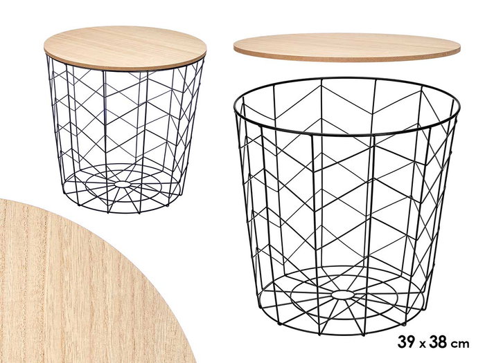 Giftdecor Table d'appoint acier et bois noir 39,5 x 39,5 x 37 cm (Set de 6) Giftdecor Table d'appoint acier et bois noir 39,5 x 39,5 x 37 cm (Set de 6)