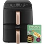 Cosori Turbo Tower Compact 8,6 L - Friteuse sans huile à 2 paniers de 4,3 L - 2630W - 5 programmes (Air Fry, Bake, Reheat, Grill, Roast) - Revêtement céramique - Noir