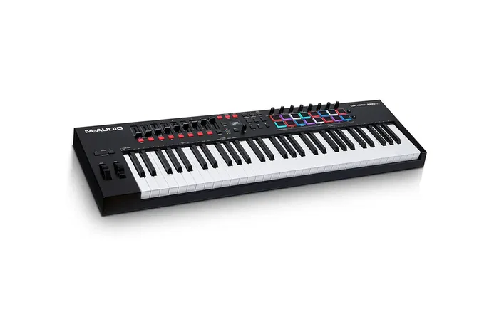 MAUDIO Oxygen Pro 61 Clavier MIDI 61 touches semi-lestées avec pads RGB, faders, écran OLED