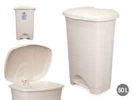 ARTE REGAL Poubelle à pédale en plastique 50L Beige