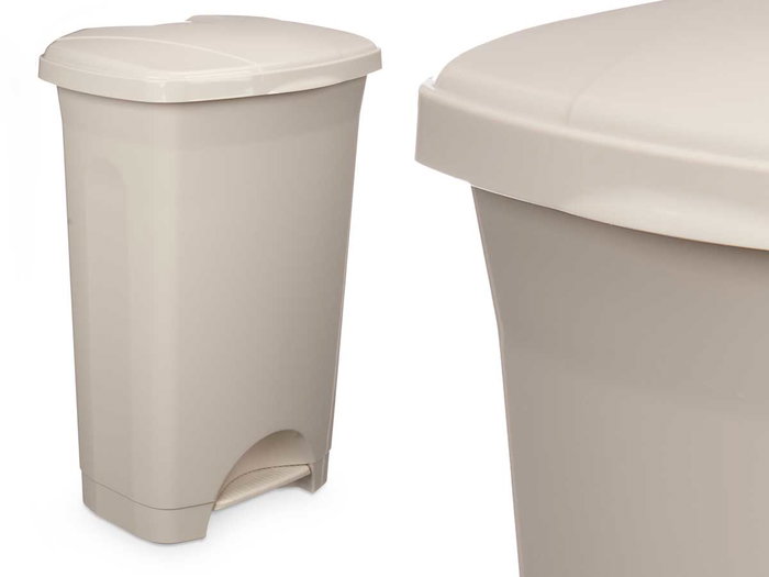 Arte Regal Papelera à pédale en plastique 50 L beige 43x64x33 cm (Set de 3) Arte Regal Papelera à pédale en plastique 50 L beige 43x64x33 cm (Set de 3)