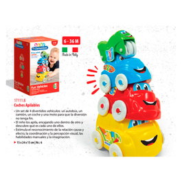 CLEMENTONI - Jouet d'éveil Apilables Empilables, Jeu de construction et d'empilement, Voitures à emboîter, Stimule la coordination et l'imagination, Pour enfants de 6 à 36 mois