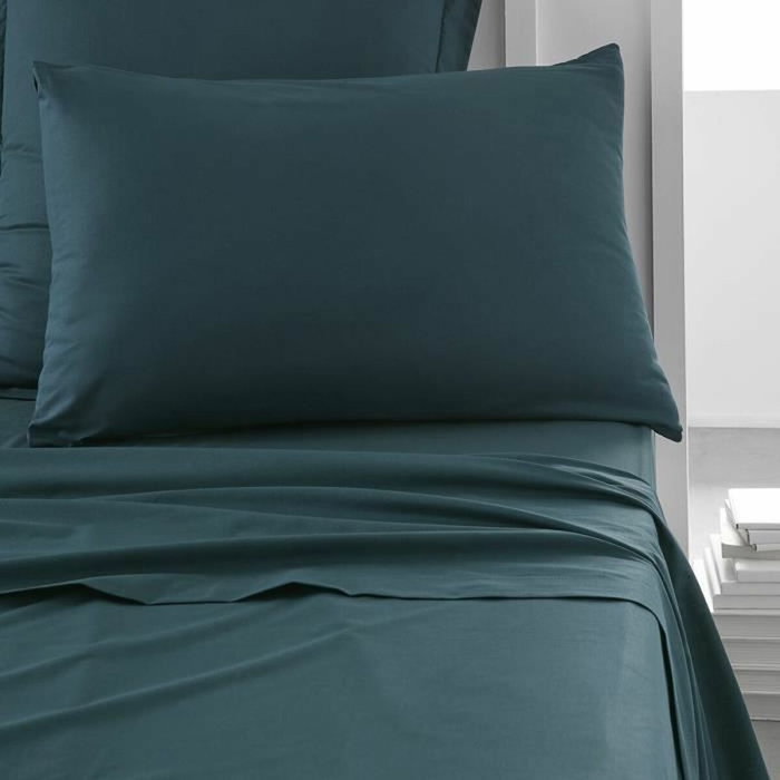 TODAY Taie d'oreiller Essential 50 x 70 cm Vert émeraude et bleu TODAY Taie d'oreiller Essential 50 x 70 cm Vert émeraude et bleu
